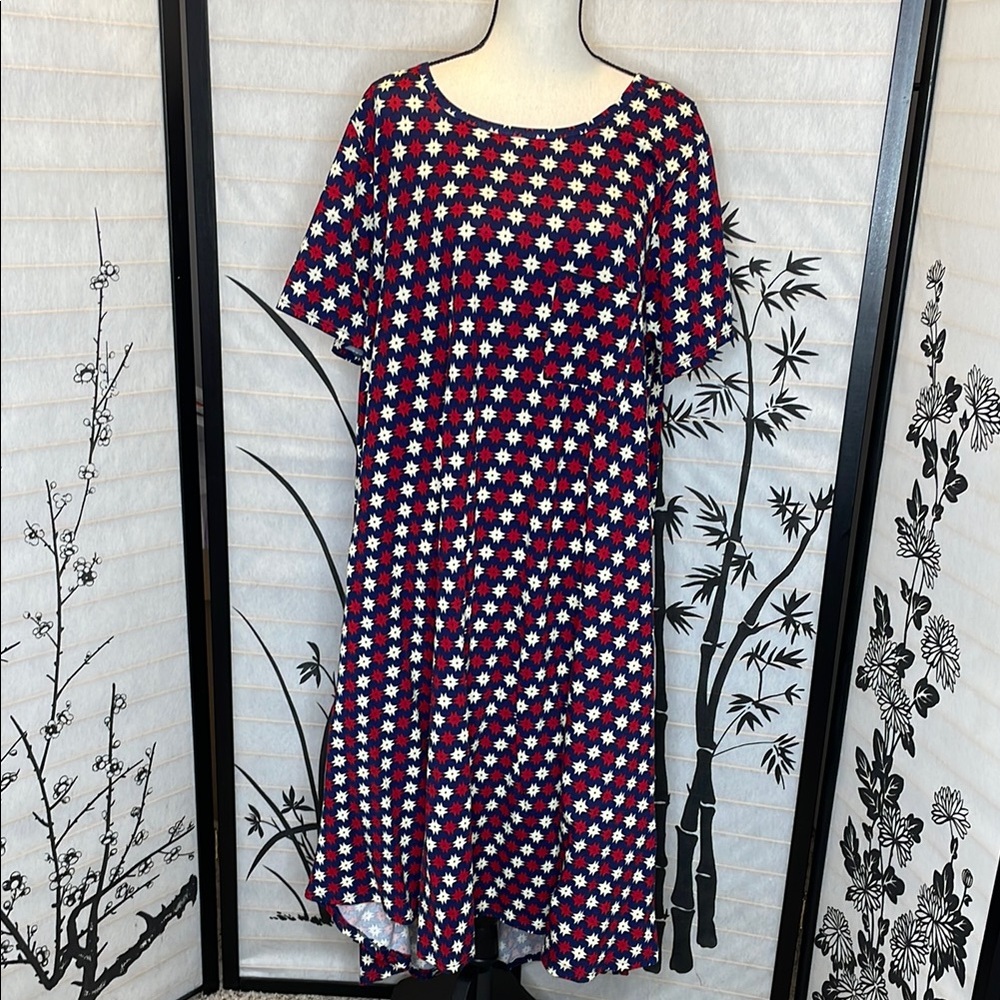 Lularoe Carly red white and blue dress 2xl